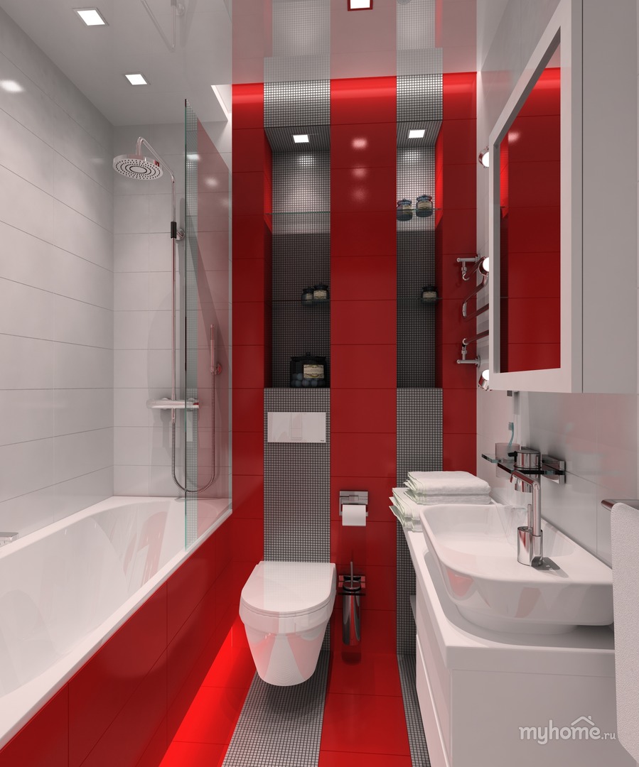Черно Бело Красная Ванная Комната