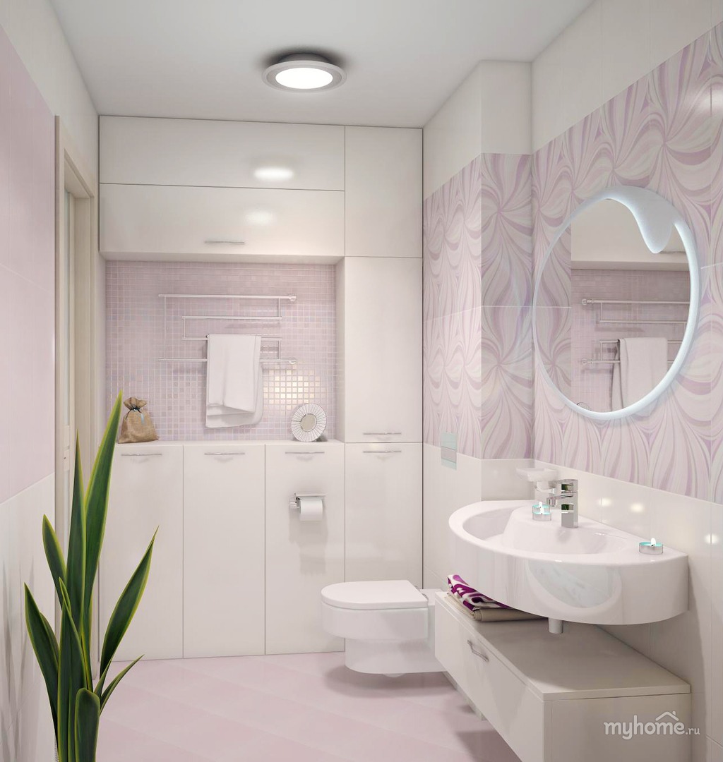 нежный дизайн ванной комнаты