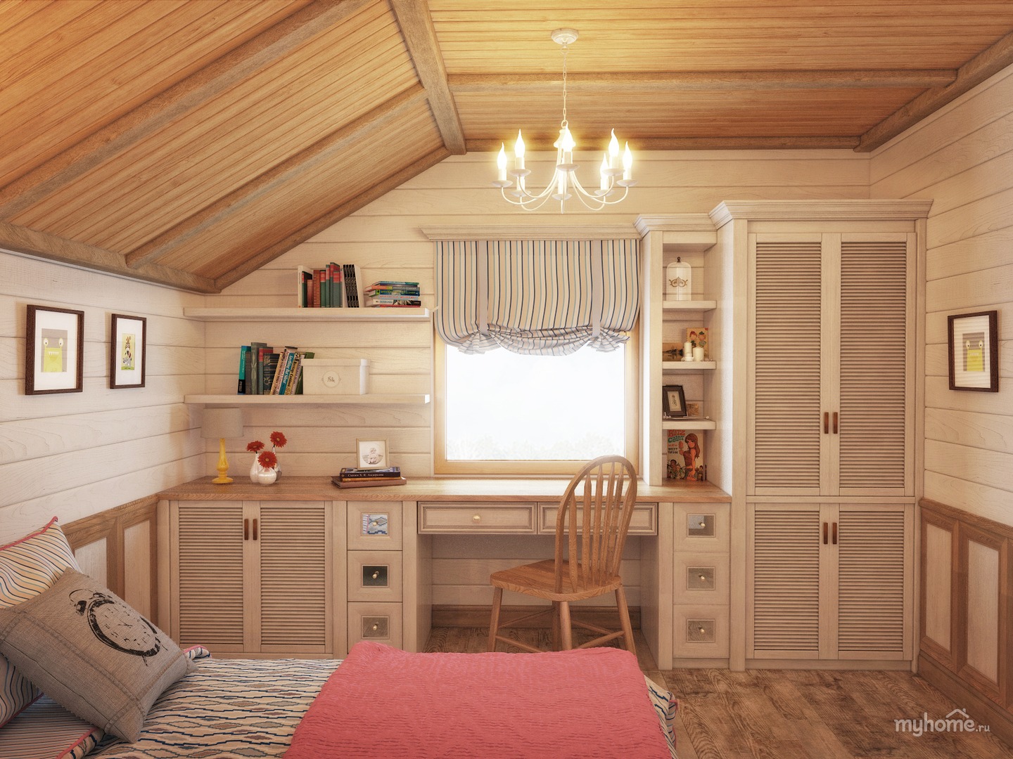 Детская спальня в деревянном доме