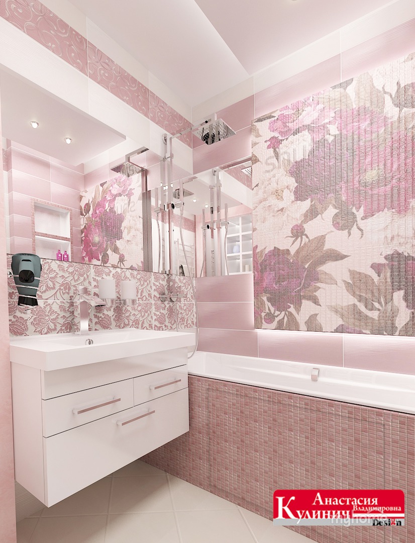 Бело Розовая Ванная Комната